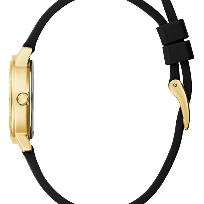 GUESS Ladies Black Gold Tone Analog Watch GW0469L3