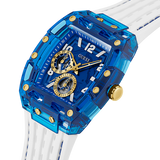 GUESS Mens White Blue Multi-function Watch