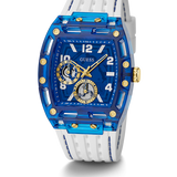GUESS Mens White Blue Multi-function Watch