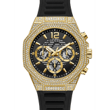 Gold Tone Black Silicone Watch