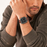 Inscription Three-Hand Date Amber Eco Leather Watch