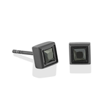 Italgem Black CZ Stone Square Studs