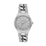 Lennox Pave Silver-Tone Curb-Link Watch MK7488