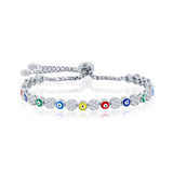 Multi-Color Enamel Evil Eye Adjustable Bolo Bracelet