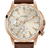 ROSE GOLD TONE CASE BROWN GENUINE LEATHER WATCH