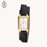 Raquel Three-Hand Date Black Eco Leather Watch