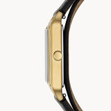 Raquel Three-Hand Date Black Eco Leather Watch