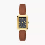Raquel Three-Hand Date Medium Brown LiteHide Leather Watch