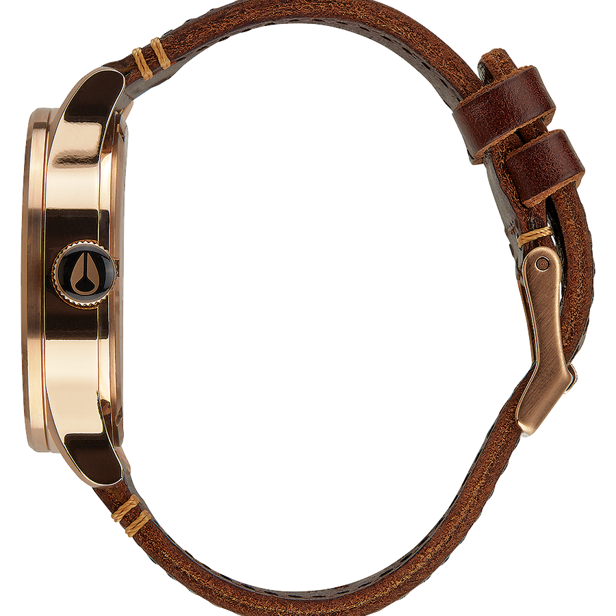 Rose Gold / Gun Metal / Brown Sentry Leather
