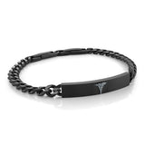 S.S BLACK-IP CURB LINK MEDIC ID PLATE BRACELET 8"+0.5"