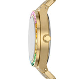 Scarlette Three-Hand Date Gold-Tone Stainless Steel Watch and Topring Box Set