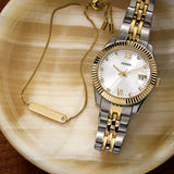 Scarlette Three-Hand Date Two-Tone Stainless Steel Watch and Bracelet Box Set