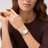 Scarlette Three-Hand Date Two-Tone Stainless Steel Watch and Bracelet Box Set