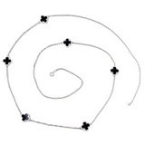 Silver Rhodium Plated CZ Van Cleef Necklace Black