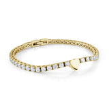Steel Heart 3mm Bracelet CZ Tennis