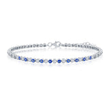 Sterling Silver Alternating Evil Eye and CZ Tennis Bracelet