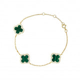 Sterling Silver Gold Vermeil CZ Green Malachite Van Cleef Bracelet
