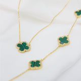 Sterling Silver Gold Vermeil Designer Inspired Green Malachite Van Cleef Necklace