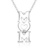 Sterling Silver Rhodium Plated "MOM" and 0.01ct Diamond Accent Pendant on a 18" Link Chain