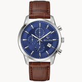 Sutton Blue Dial Leather Chronograph 96B402