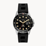 Three-Hand Date Black Silicone Watch