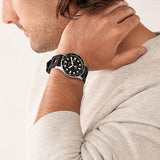Three-Hand Date Black Silicone Watch