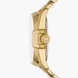 Three-Hand Date Gold-Tone Stainless Steel Watch and Necklace
