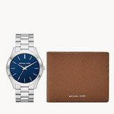 Three-Hand Stainless Steel Watch and Luggage Saffiano Leather Wallet Se