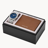 Three-Hand Stainless Steel Watch and Luggage Saffiano Leather Wallet Se
