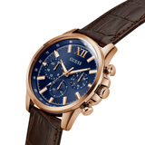 Walker Rose Gold-Tone and Brown Leather Multifunction Watch