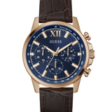 Walker Rose Gold-Tone and Brown Leather Multifunction Watch