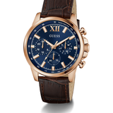 Walker Rose Gold-Tone and Brown Leather Multifunction Watch