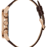 Walker Rose Gold-Tone and Brown Leather Multifunction Watch