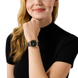 Michael Kors Slim Runway Three-Hand Black Leather Watch MK7553