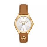 Slim Runway Three-Hand Brown Leather Watch MK7543