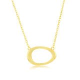 16+2" Sterling Silver, Open Oval Necklace - Gold Plated