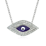 16" Navy Enamel Evil Eye Necklace