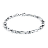 S.STEEL 6MM-FIGARO POLISHED 8.5"-BRACELET