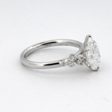 2.08ct Pear Cut Diamond Ring With Accent Diamonds - 14k White Gold