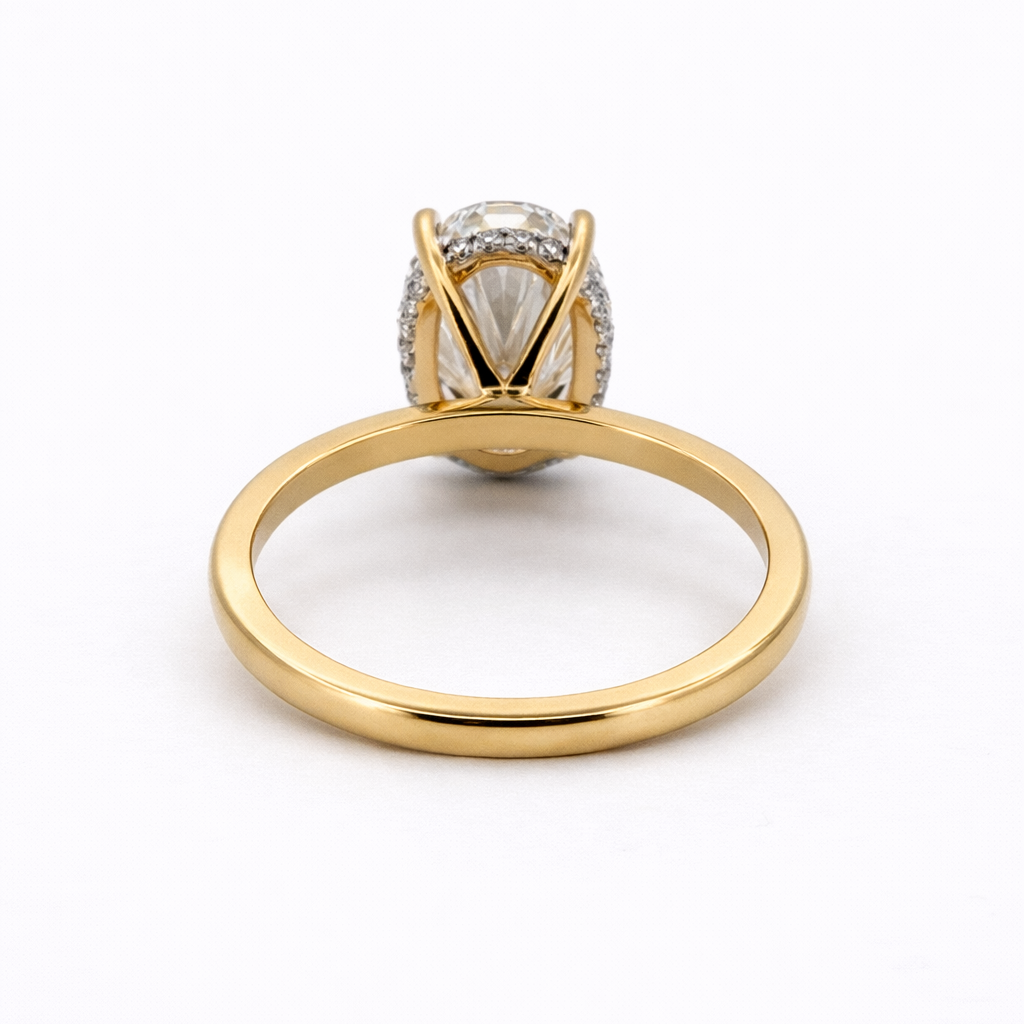 2.33ct Lab Grown Oval Brilliant Hidden Halo Solitaire Ring In 14k Yellow Gold