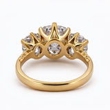 2.66CT Old Mine Cut Three Stone Ring - 14K Yellow Gold