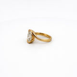 3.02ct Oval Lab Diamond Bezel Bypass Ring - 14k Gold