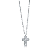 Puff Cross Necklace With CZ Stones