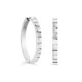 S.STEEL WHITE-CZ 30MM BRUSHED-POLISHED HUGGIE-EARRINGS