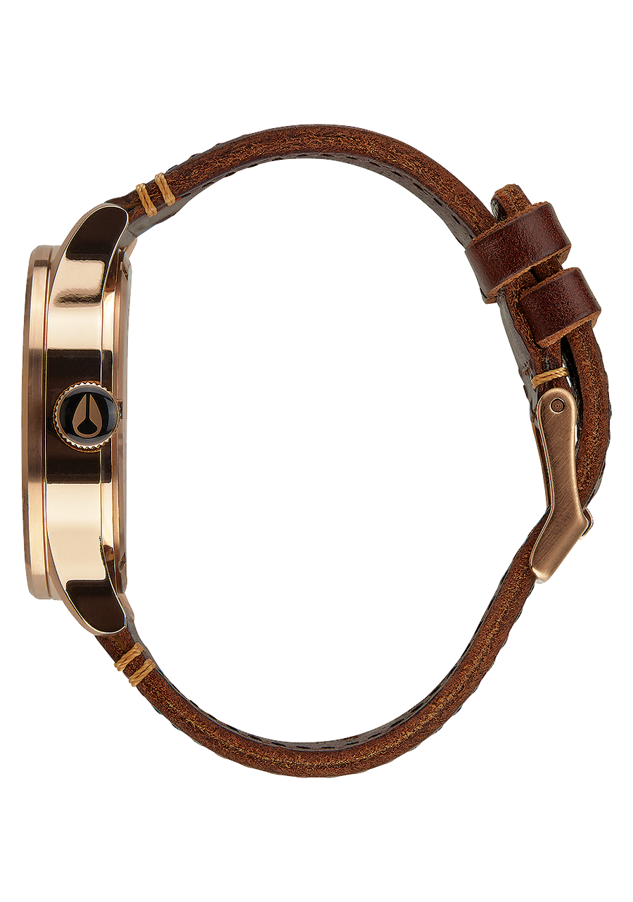 Rose Gold / Gun Metal / Brown Sentry Leather