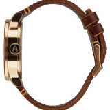 Rose Gold / Gun Metal / Brown Sentry Leather