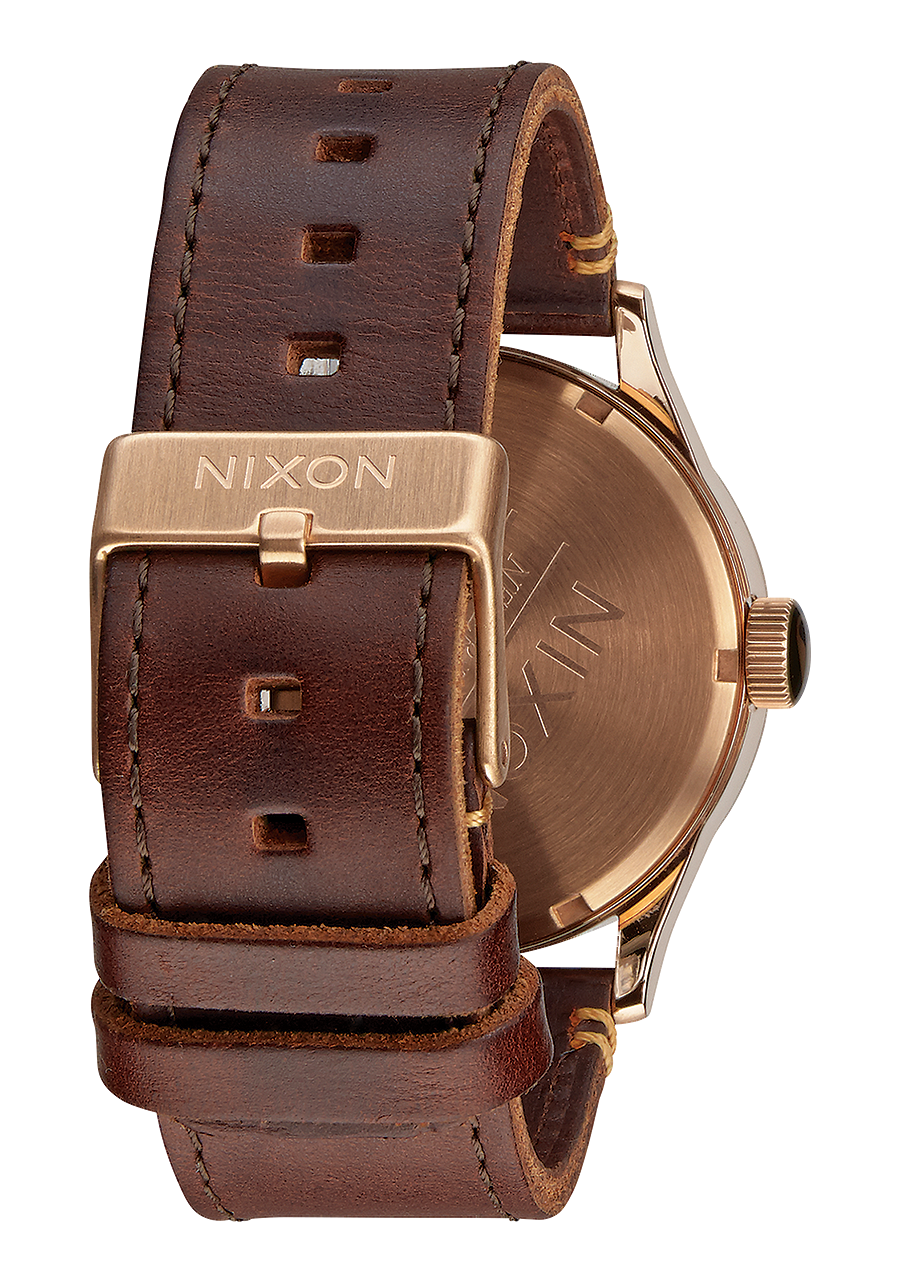 Rose Gold / Gun Metal / Brown Sentry Leather