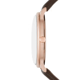 Emporio Armani Three-Hand Date Brown Leather Watch