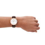 Emporio Armani Three-Hand Date Brown Leather Watch