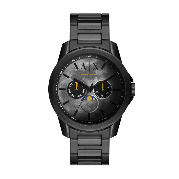 Moonphase Multifunction Black Stainless Steel Watch